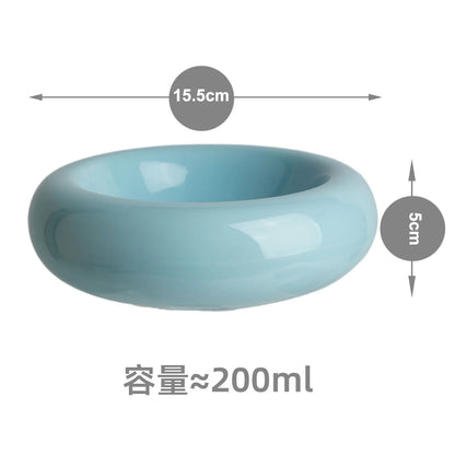 Non-Slip Ceramic Pet Bowl – Cute Donut-Shaped Cat Snack & Food Dish