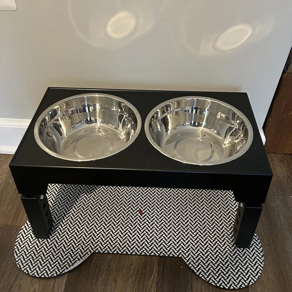 Elevated Dog Feeding Station – Height-Adjustable Stand with Food & Water Bowls