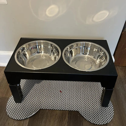 Elevated Dog Feeding Station – Height-Adjustable Stand with Food & Water Bowls