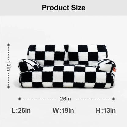 Soft Pet Sofa Bed – Comfortable Cat & Dog Sleeping Bed with Lattice Design
