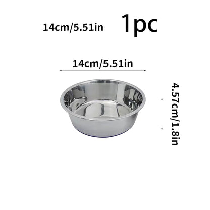 Stainless steel dog bowl, three sizes, with silicone anti slip bottom, durable dog bowl, suitable for small, medium and large
