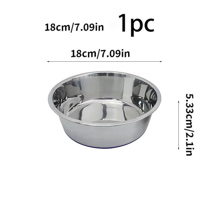 Stainless steel dog bowl, three sizes, with silicone anti slip bottom, durable dog bowl, suitable for small, medium and large