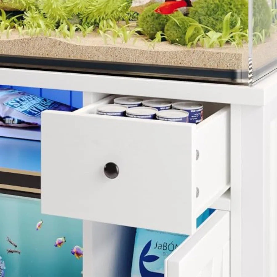 55–75 Gallon Aquarium Cabinet – Heavy Duty Fish Tank Stand with Built-In Power Outlet & LED Lights
