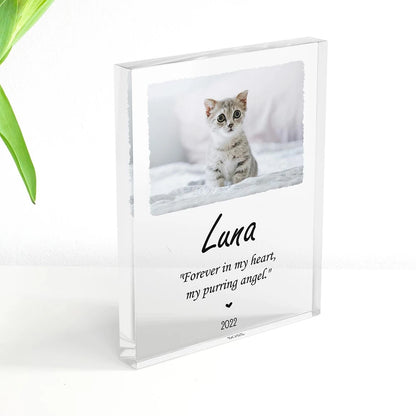 Personalized Cat Memorial Acrylic Block Pet Loss Gift with Photo Custom Pet Tribute Keepsake Cat Remembrance Gift for Owner