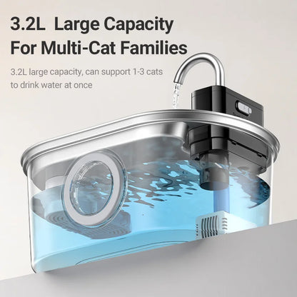 ROJECO 3.2L Automatic Pet Water Fountain – Wireless Smart Dispenser with 4000mAh Rechargeable Battery