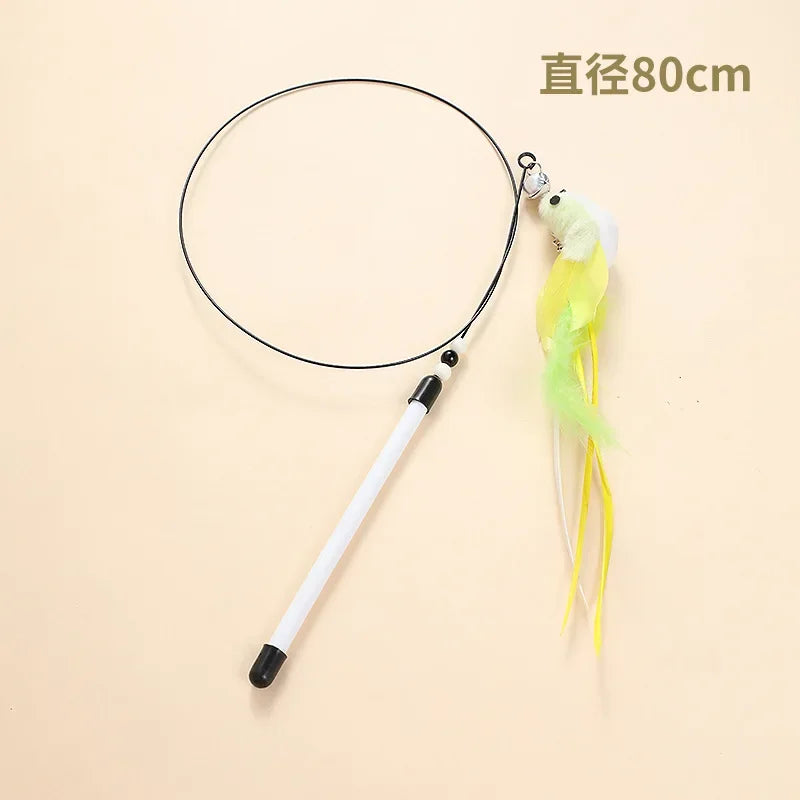 Cat Feather Teaser – Extendable Play Wand with Bell for Exercise & Fun