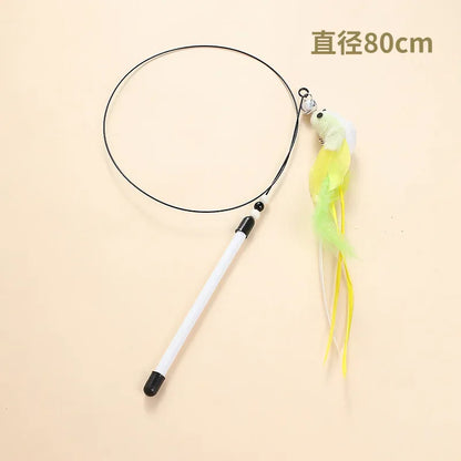 Cat Feather Teaser – Extendable Play Wand with Bell for Exercise & Fun