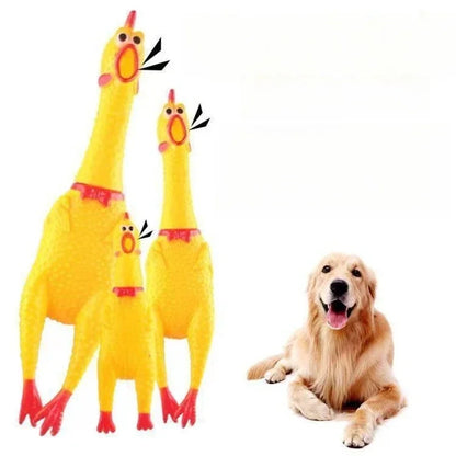 Rubber Screaming Chicken Dog Toy – Durable Squeaky Toy for Small & Large Dogs