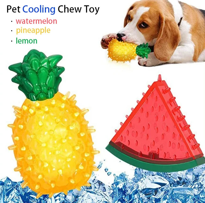 Frozen Pet Chew Toy – Durable Watermelon, Pineapple & Lemon Cooling Toy