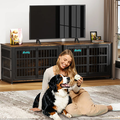 Dog Kennel Furniture with Casters – Multi-Use TV Stand & Side Table Crate