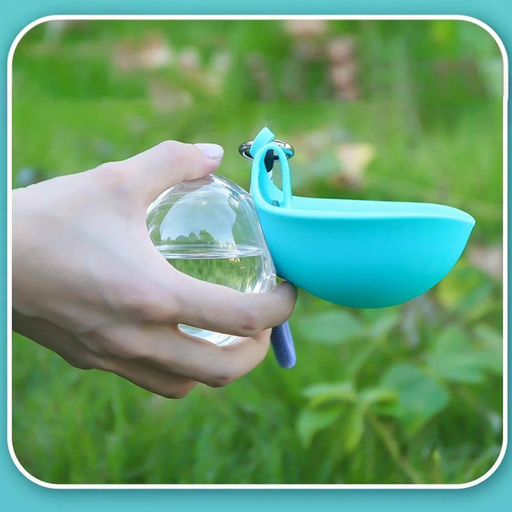Travel Pet Water Bottle – 2-in-1 Dog Drinking Bottle with Hook & Collapsible Bowl