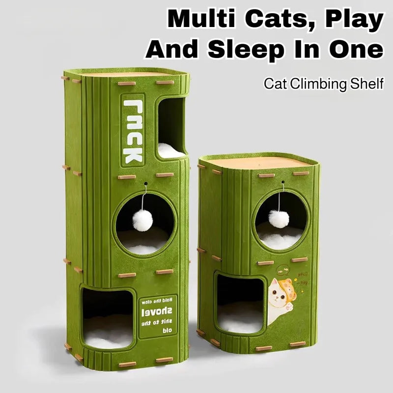 Multi-Level Cat Climbing Tree – Enclosed Cat Bed & Scratch-Resistant Tower