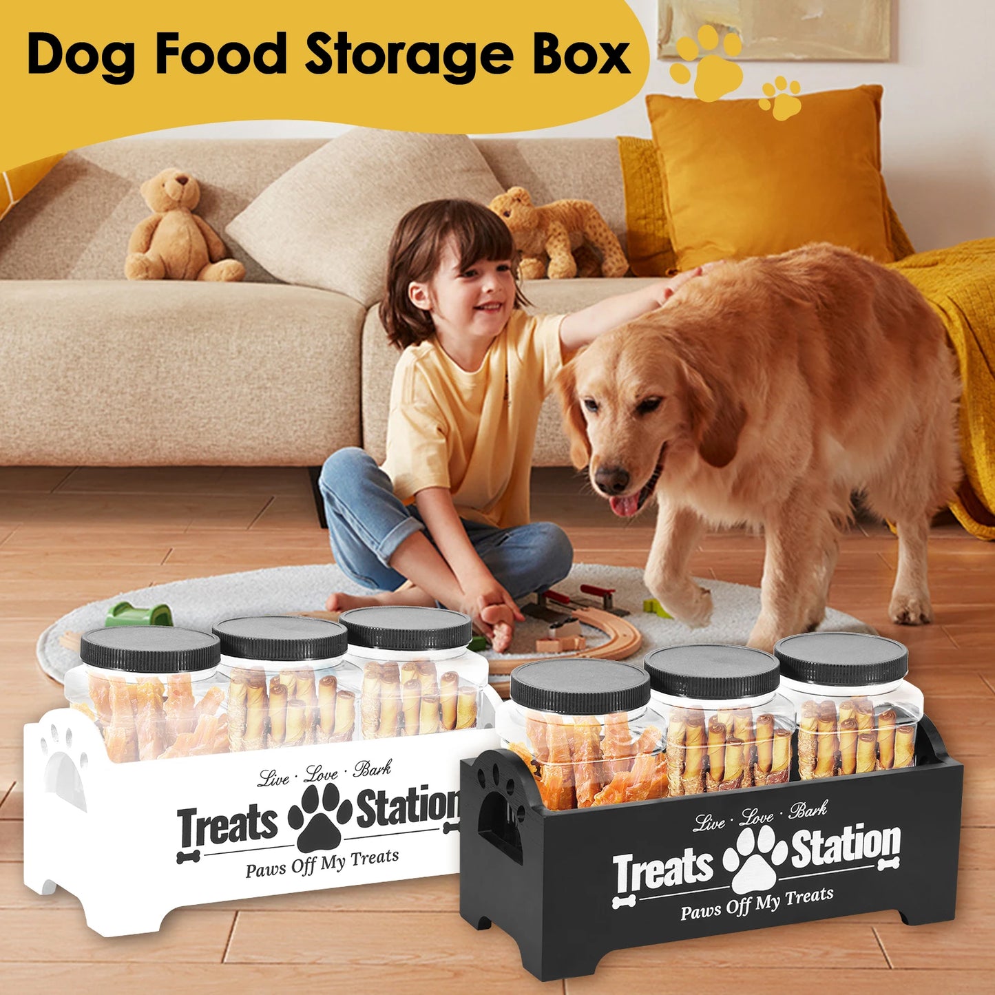 Pet Food Storage Jars – 3PCS Treat Container Set for Dog Biscuits & Cat Treats