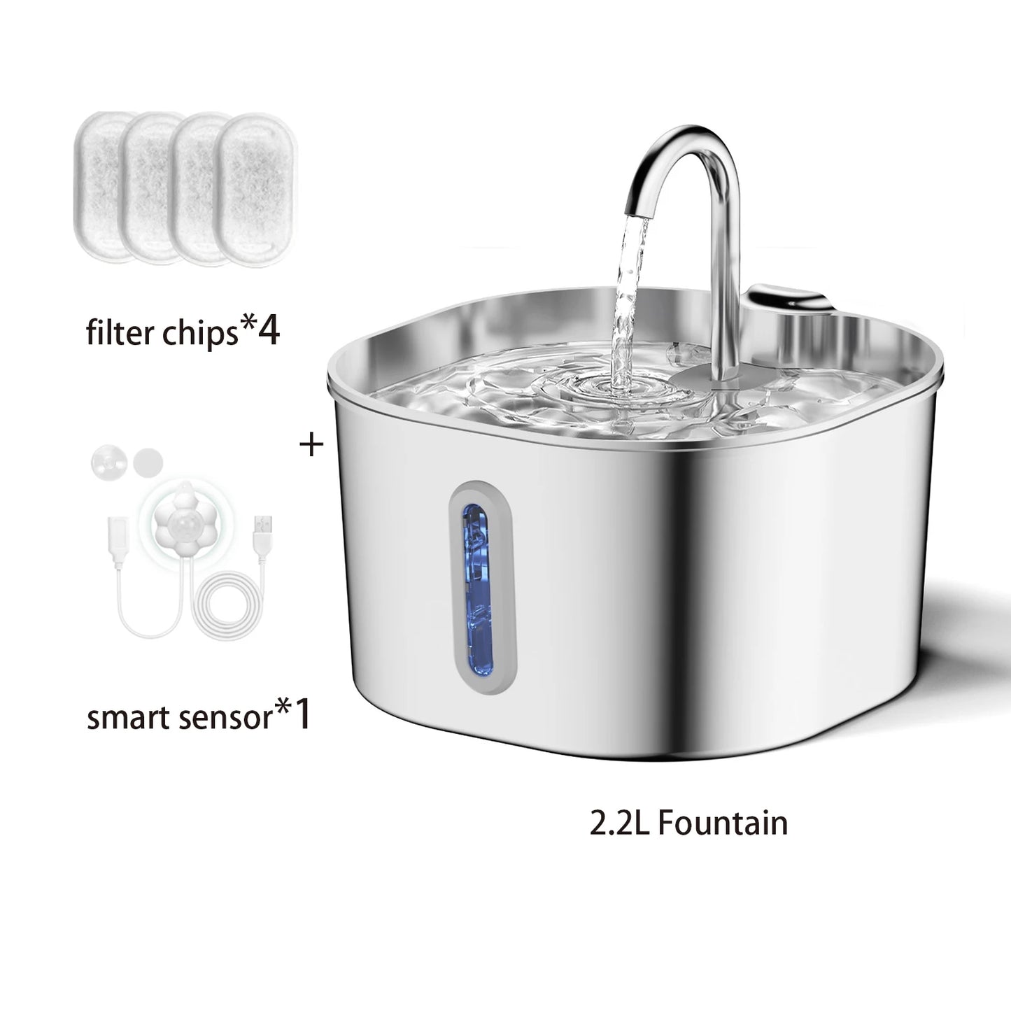 2.2L Automatic Pet Water Fountain – Stainless Steel Cat & Dog Water Dispenser