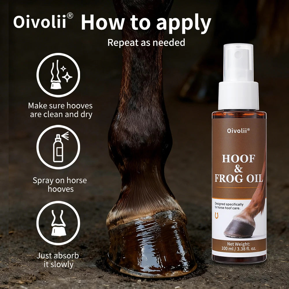 Oivolii Hoof Care Oil Spray Deep Penetrating Formula Moisturizes Dry Hooves Repairs Splits Addresses Contracted Heels for Horses