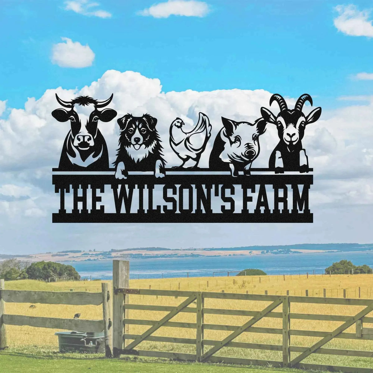 Custom Farmhouse Metal Name Sign Personalized Ranch House Sign Farm Sign Metal Barn Sign Ranch Decor Farm Gate Sign Animal Sign