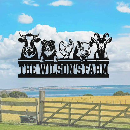 Custom Farmhouse Metal Name Sign Personalized Ranch House Sign Farm Sign Metal Barn Sign Ranch Decor Farm Gate Sign Animal Sign