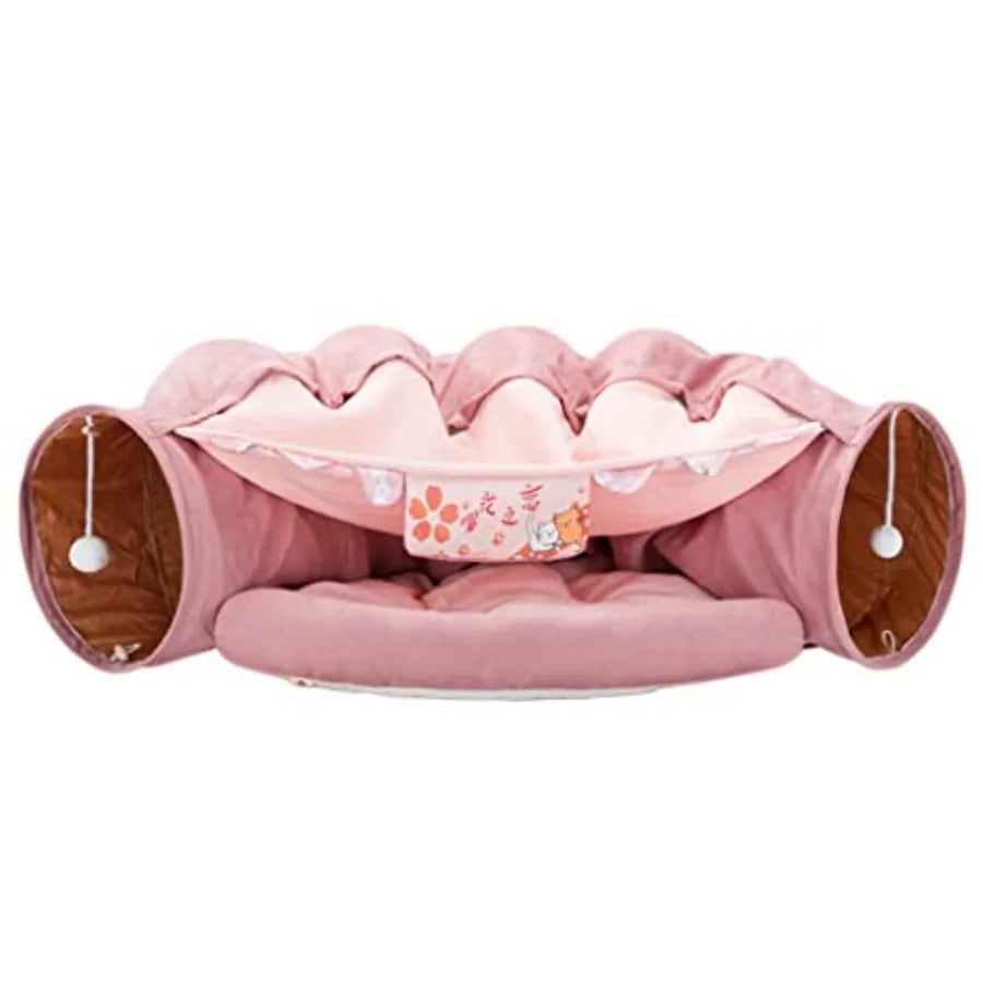Foldable Cat Tunnel Bed – Interactive Crinkle Play Tube for Large Cats & Kittens
