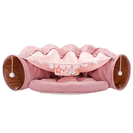 Foldable Cat Tunnel Bed – Interactive Crinkle Play Tube for Large Cats & Kittens