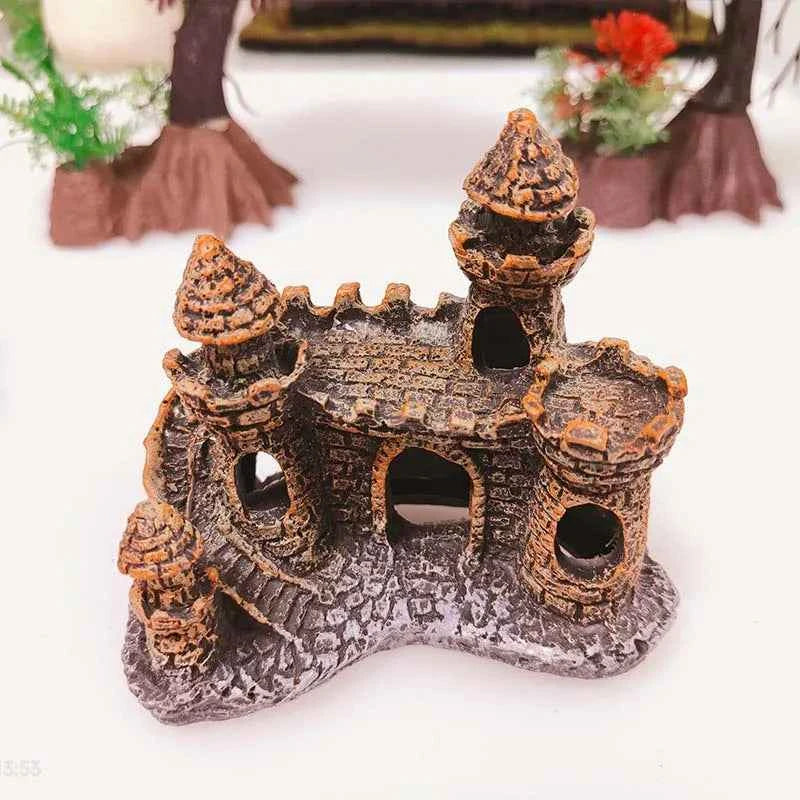 1Pcs Aquarium Creative Ornaments Simulation Resin Castle Fishbowl Retro Landscape Dodge House Fish Tank Accessories