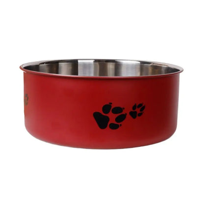 Stainless Steel Pet Food Bowl – Cartoon Footprint Anti-Slip Dog Bowl