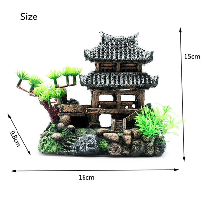 Fish Tank Rockery Ornament – Resin Mountain & Tree Aquascape Decor