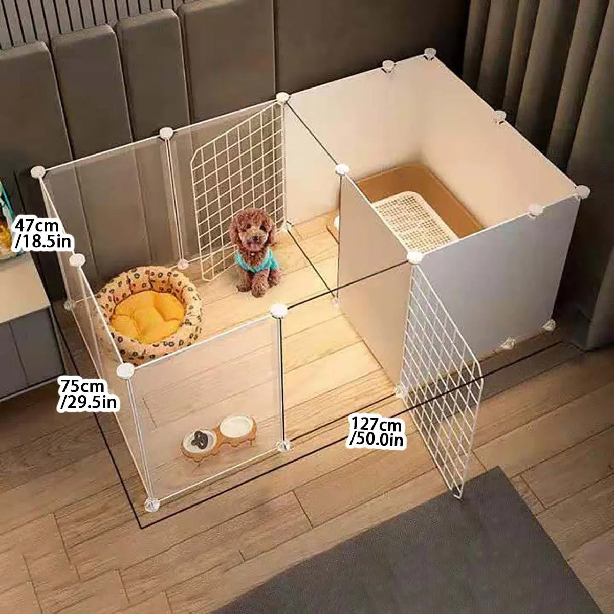 Pet Dog Enclosure – Small Dog Kennel with Isolation Gate & Toilet Area
