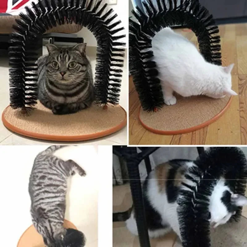 Cat Self-Groomer Arch – Massage Brush & Scratching Pad Toy for Cats