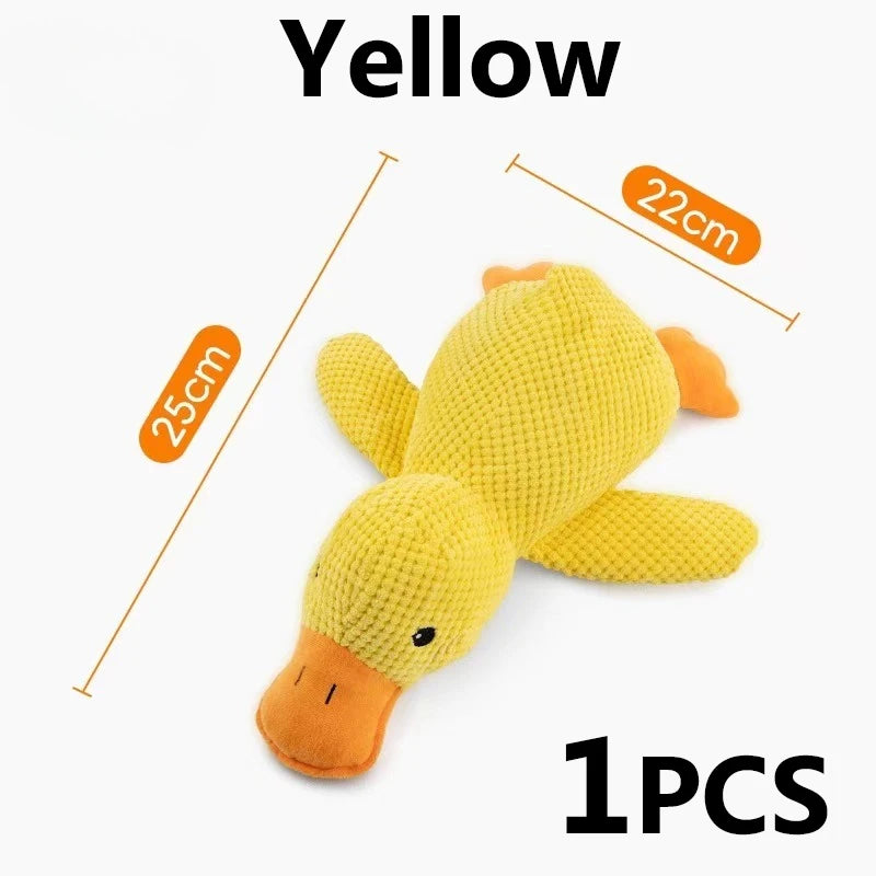 Yellow Duck Dog Toy – Plush Squeaky Chew Toy with Quacking Sound