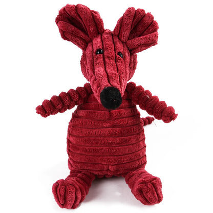 Plush Monkey & Pig Dog Toy – Corduroy Squeaky Chew Toy for Large Dogs