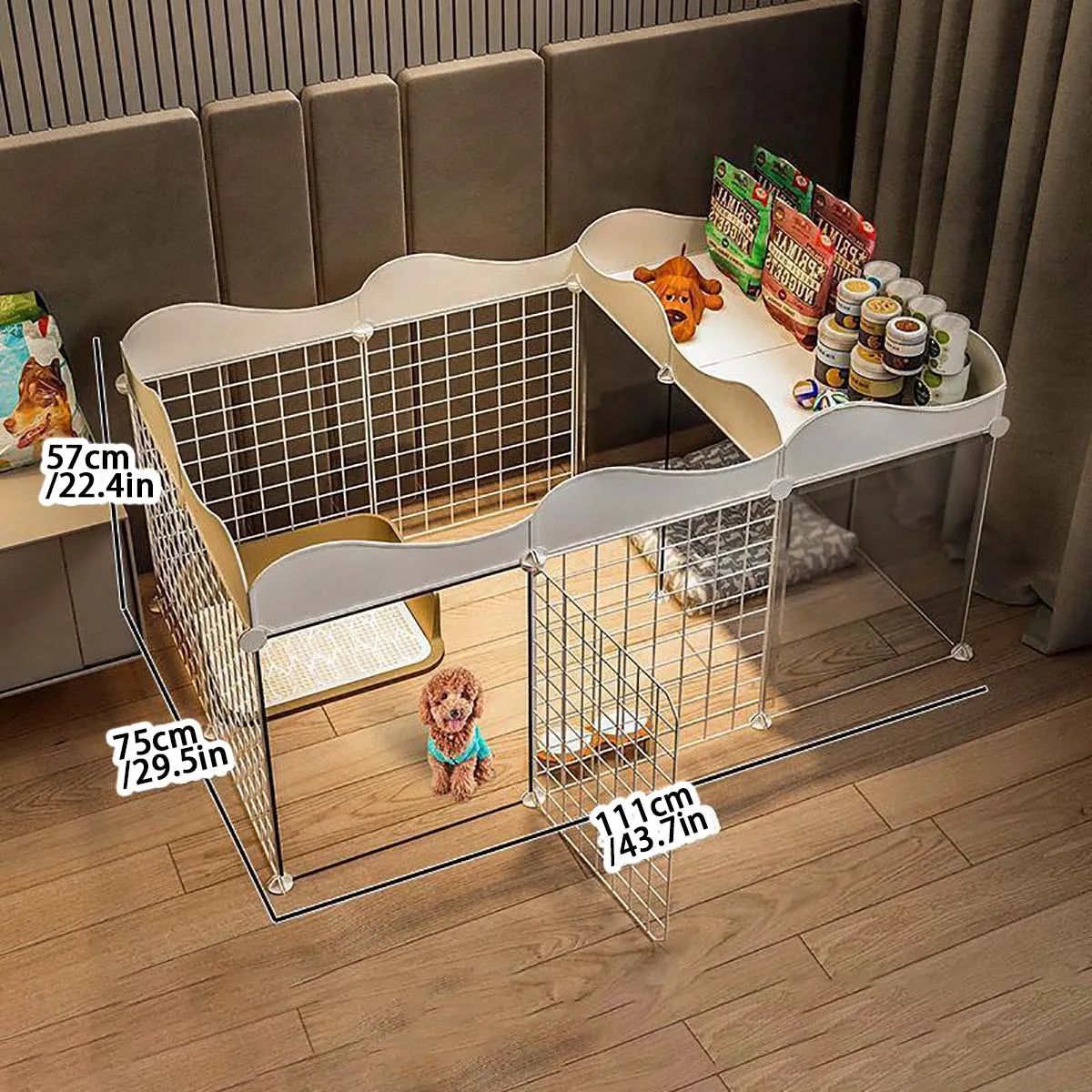 Pet Dog Enclosure – Small Dog Kennel with Isolation Gate & Toilet Area