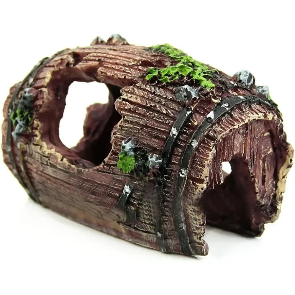Fish Tank Landscape Ornament – Simulation Wine Barrel Cave Decoration