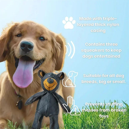 Tough Bear Dog Toy – Durable Squeaky Plush Toy for Aggressive Chewers