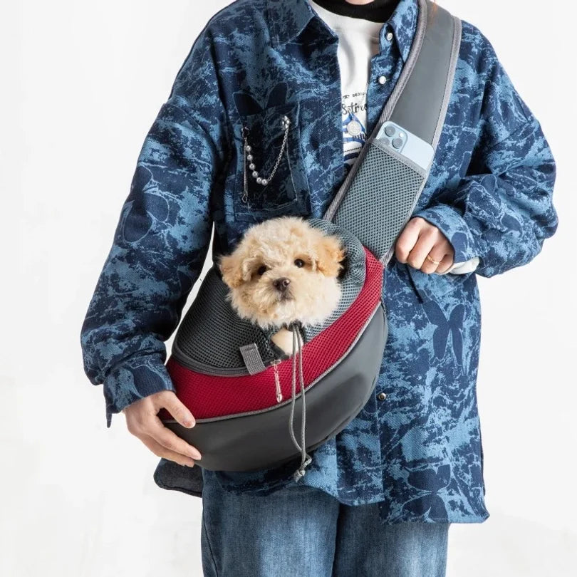 Crossbody Pet Carrier Bag – Portable Mesh Travel Tote for Cats & Dogs