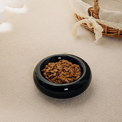 Non-Slip Ceramic Pet Bowl – Cute Donut-Shaped Cat Snack & Food Dish