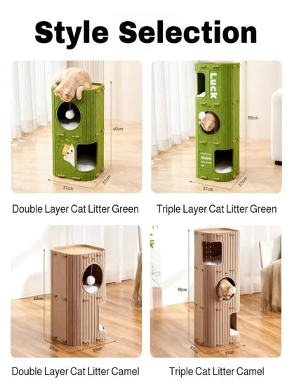 Multi-Level Cat Climbing Tree – Enclosed Cat Bed & Scratch-Resistant Tower