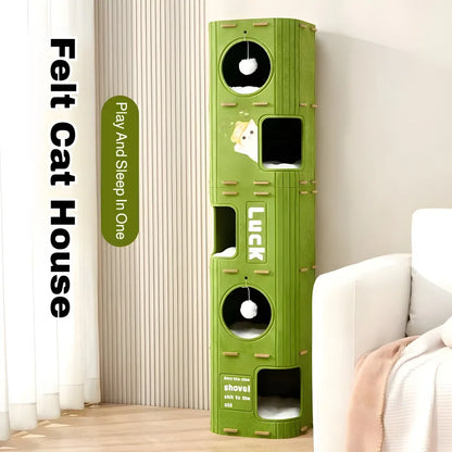 Multi-Level Cat Climbing Tree – Enclosed Cat Bed & Scratch-Resistant Tower