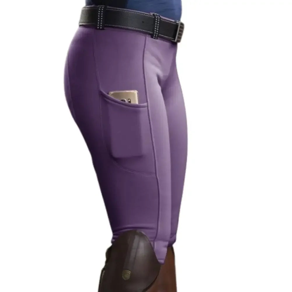 Anti-pilling Equestrian Pants Hip Lift Elastic Horse Racing Trousers Skinny with Phone Pocket Sports Leggings Horses Accessories