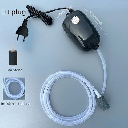 Fish Tank Air Compressor – Mini Single/Double Outlet Oxygen Pump with Accessories (3W/5W)