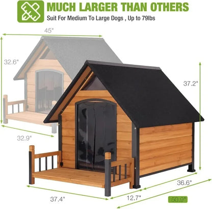 Outdoor Insulated Dog Shelter – Heated Doghouse with Metal Anti-Chew Frame