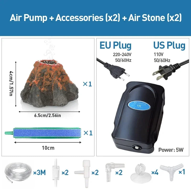 Fish Tank Bubble Pump – Silent 5W Aquarium Air Pump for Oxygenation