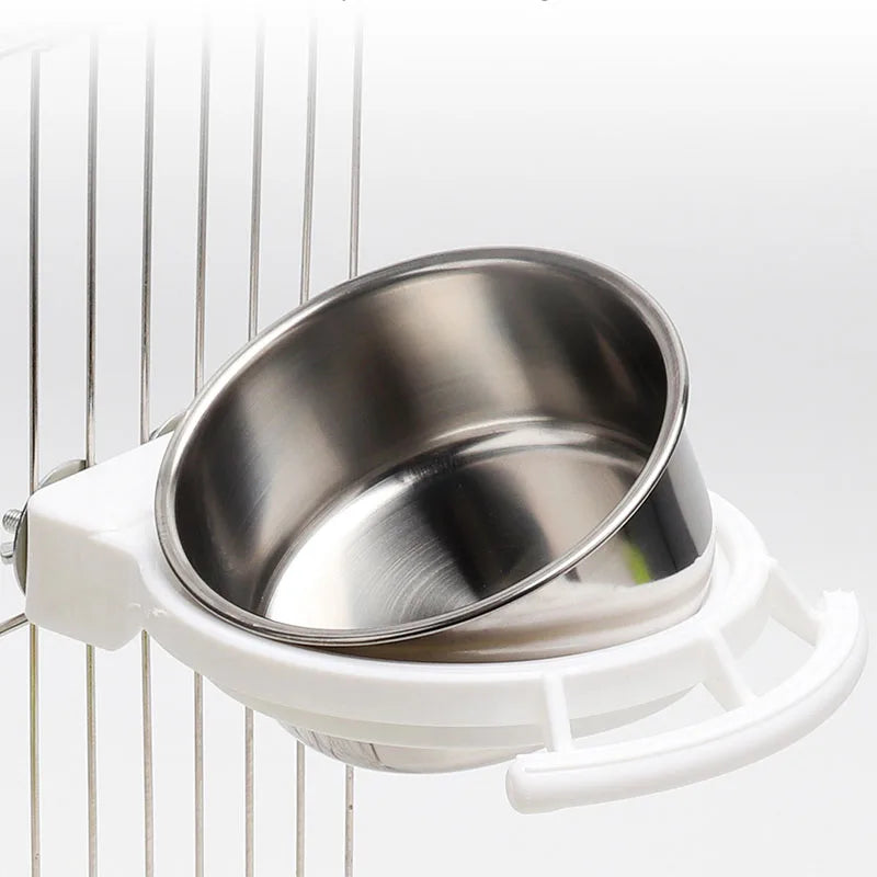 Hanging Stainless Steel Bird Bowl – Food & Water Feeder for Parrots & Cage Birds