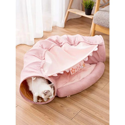 Foldable Cat Tunnel Bed – Interactive Crinkle Play Tube for Large Cats & Kittens