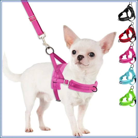 Small Dog No-Pull Harness Set – Reflective Soft Vest with Matching Leash
