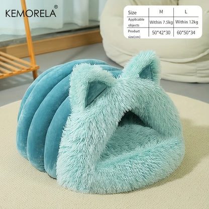 Warm Cat Cave Nest – Winter Indoor Hideaway Bed with Cute Ear Design