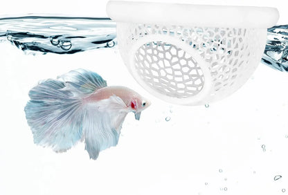 Aquarium Floating Cave Fish Shrimp Hideout Shelter 3-in-1 Hammock Feeding Ring & Resting Spot for Betta Small Aquatic Pets