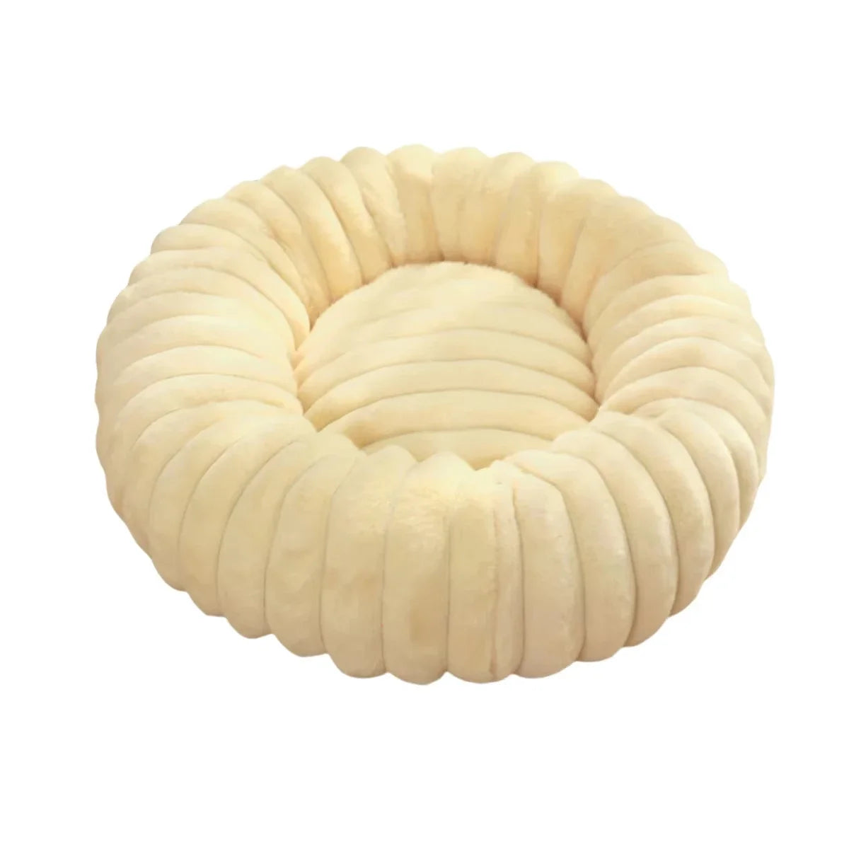 Warm Round Pet Bed for Medium Dogs & Cats – Fluffy Plush Sleeping Nest