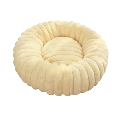 Warm Round Pet Bed for Medium Dogs & Cats – Fluffy Plush Sleeping Nest