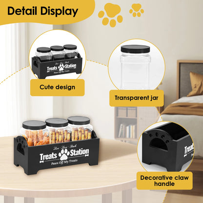 Pet Food Storage Jars – 3PCS Treat Container Set for Dog Biscuits & Cat Treats
