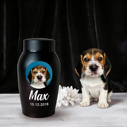 Custom Pet Urns for Ashes Stainless Steel Cat Dog Urns Memorials Pet Photo Urn for Dogs Ashes Pet Souvenir Jar Keepsake Gifts